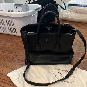 Prada Black Leather Tote With Strap - some minor wear!